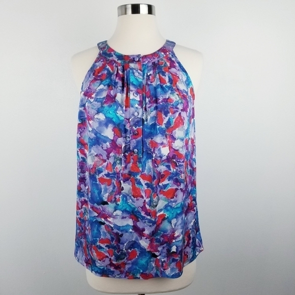 Theory Tops - Theory Silk Blend Sleeveless Tank Top
